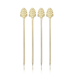 Art Deco Reusable Gold-Plated Cocktail Picks - Set of 4