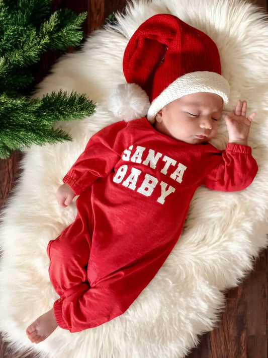 Santa Baby / Organic Long Sleeve Jumpsuit: 12-18M