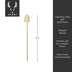 Art Deco Reusable Gold-Plated Cocktail Picks - Set of 4