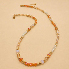 Faceted Glass Bead & Gold Accent Beaded Necklace | MULTI