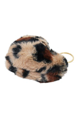 Assorted Leopard Patterned Heart Faux Fur Pom Pom Key Chain: ASSORTED / ONE SIZE