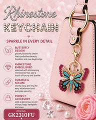 Rhinestone Sparkling Butterfly Themed Key Chain: Pearl