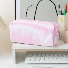 Striped Makeup Pencil Pouch: Black