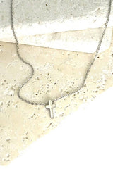 Classic Mini Cross Necklace | Silver
