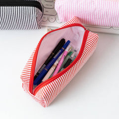 Striped Makeup Pencil Pouch: Pink