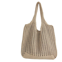 Large Capacity Hollow Tote Bag: Khaki