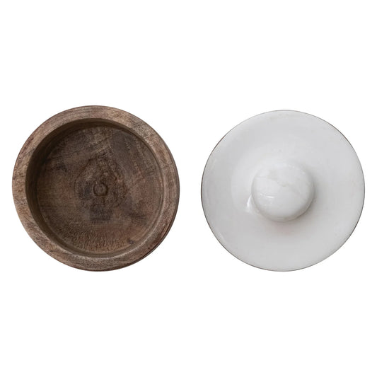 Mango Wood Jar with Enameled Lid