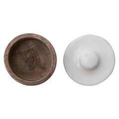 Mango Wood Jar with Enameled Lid