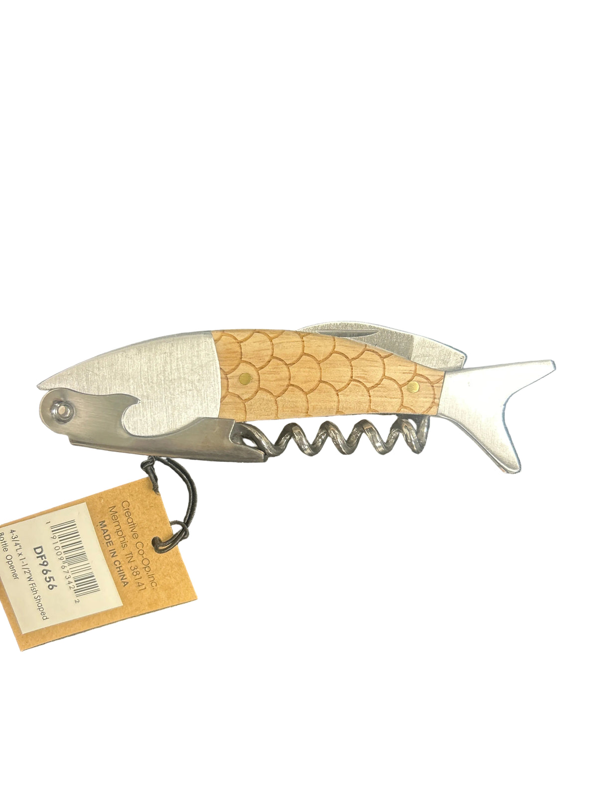 Fish Corkscrew wine bottle opener - stainless steel