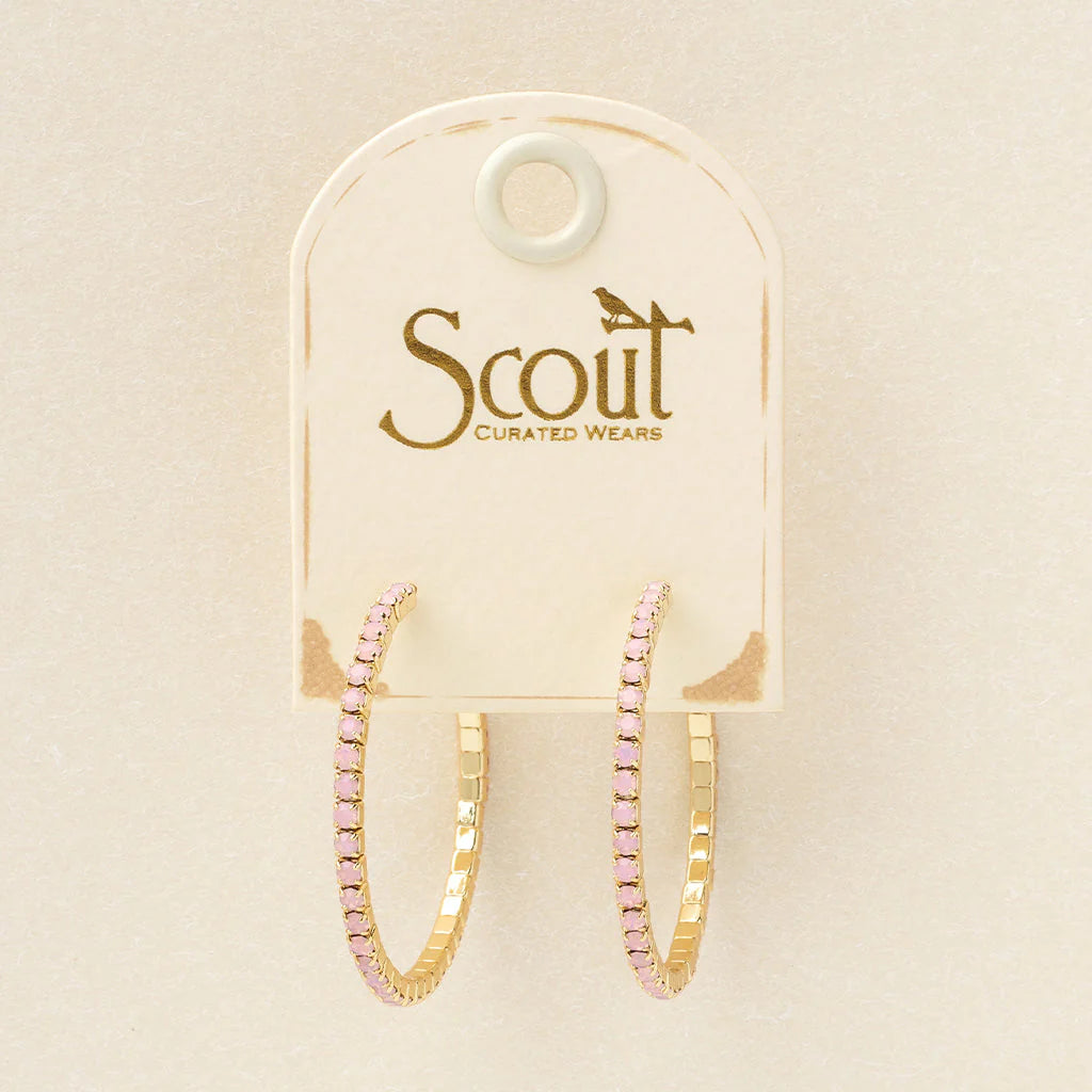 Rhinestone Hoop Earring - Rose Water Opal/Gold