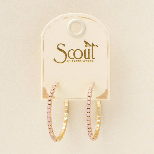 Rhinestone Hoop Earring - Rose Water Opal/Gold