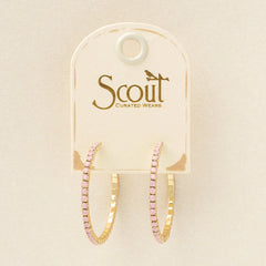 Rhinestone Hoop Earring - Rose Water Opal/Gold