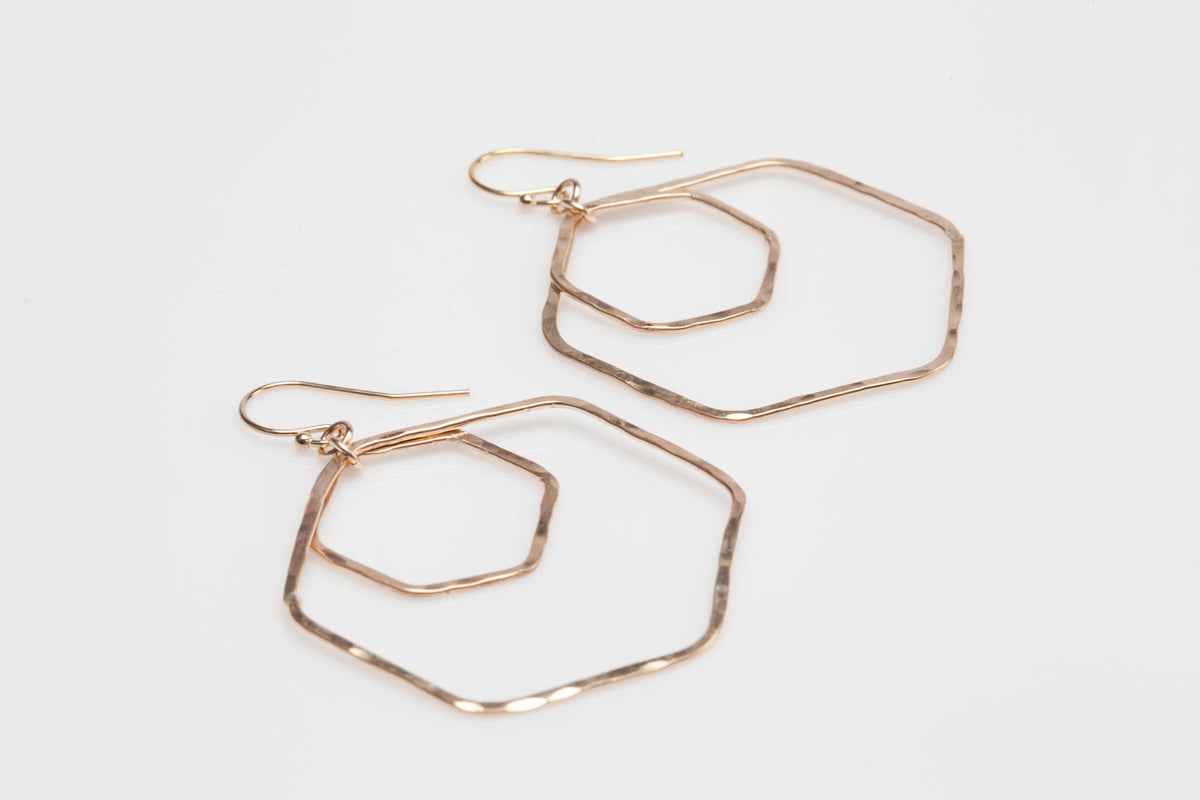 Gold Hexagon Earrings