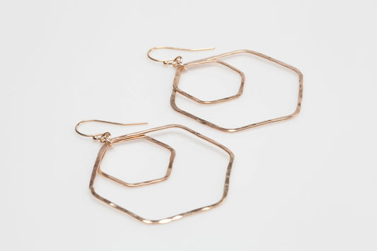 Gold Hexagon Earrings