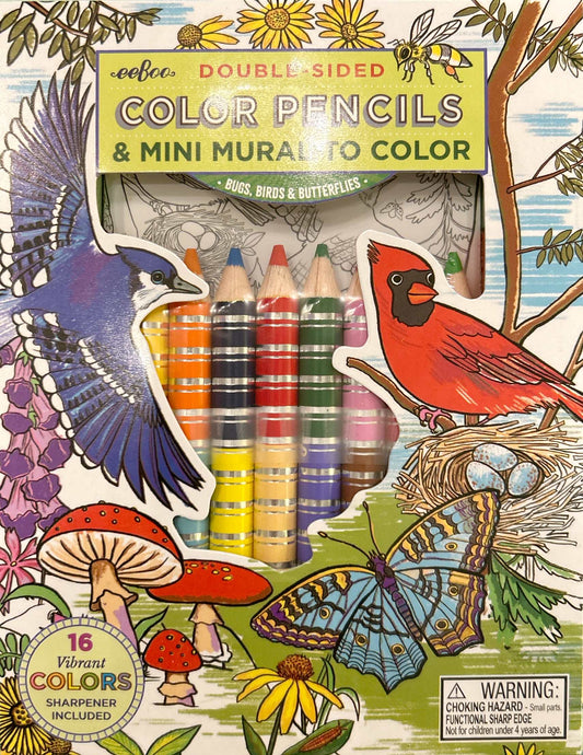 Bird & Butterfly Mini Mural color pencils