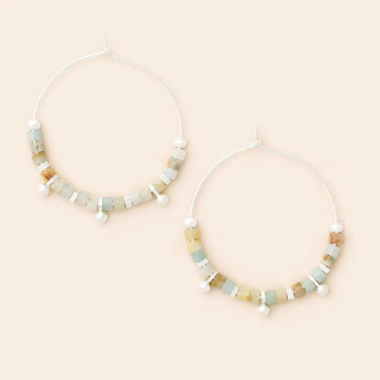 Hoop Earring: Amazonite/Silver: Stone of Courage