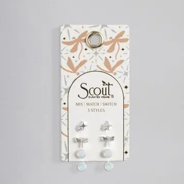Stud Trio Ear Jacket Set - Dragonfly/Opalite/Silver