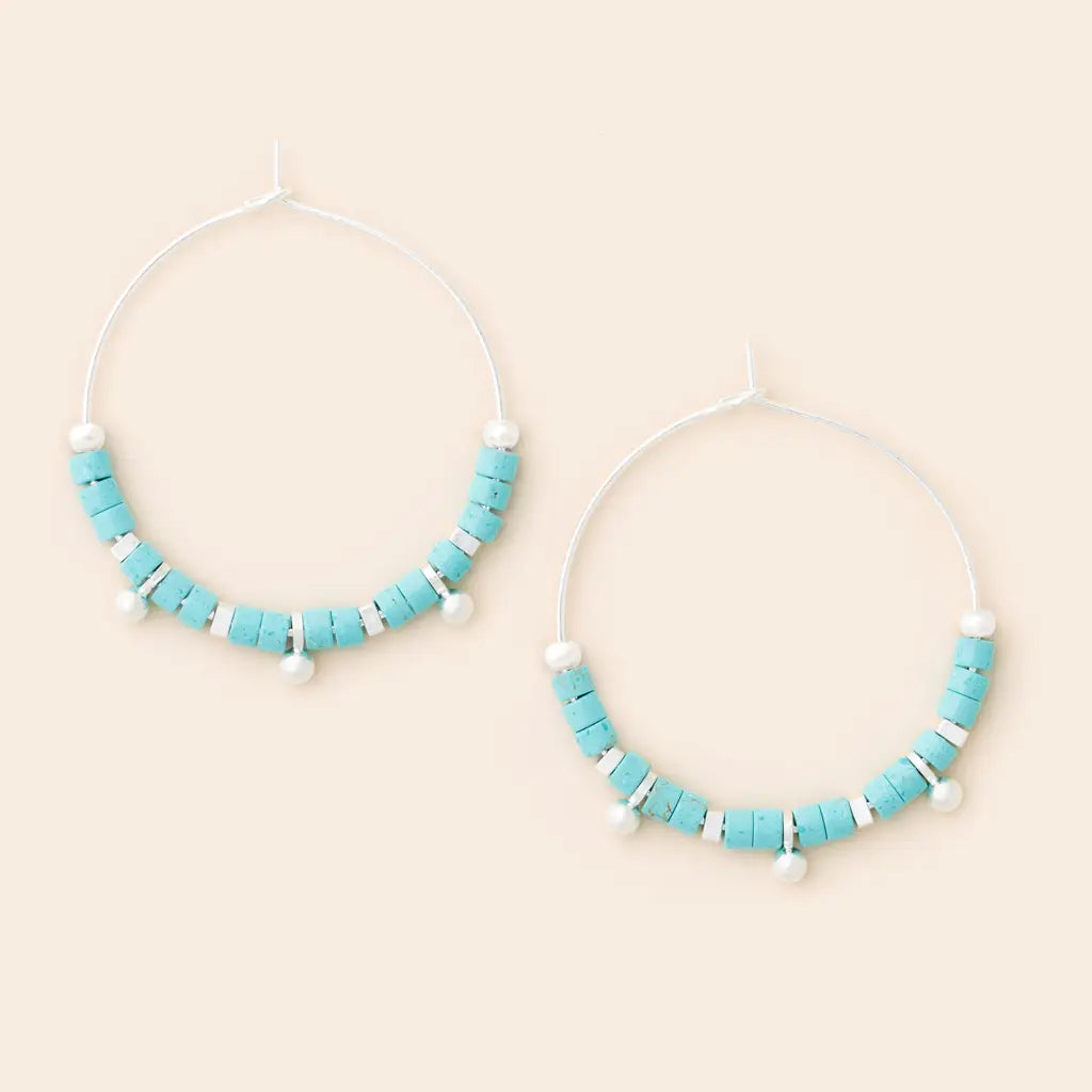 Hoop earrings: Turquoise/Silver: Stone of the Sky