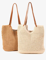 Woven Shoulder Bag: Beige