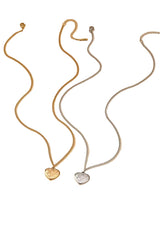 Checker Heart Necklace - Gold