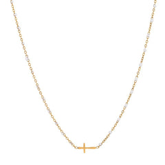 18K Stainless Steel Cross Necklace | White