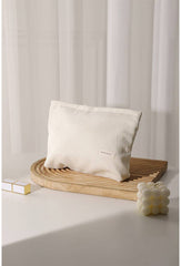 Solid Color Corduroy Cosmetic Bag: Grey