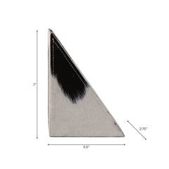 Bookends Set of 2 - White/Black Cowhide Print, 7 in.