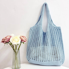 Large Capacity Hollow Tote Bag: Khaki