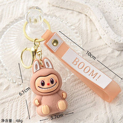 Labubu 2nd Gen Silicone Keychain – Cute Cartoon Charm: White Blue