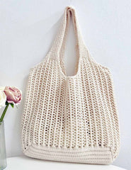 Large Capacity Hollow Tote Bag: Khaki