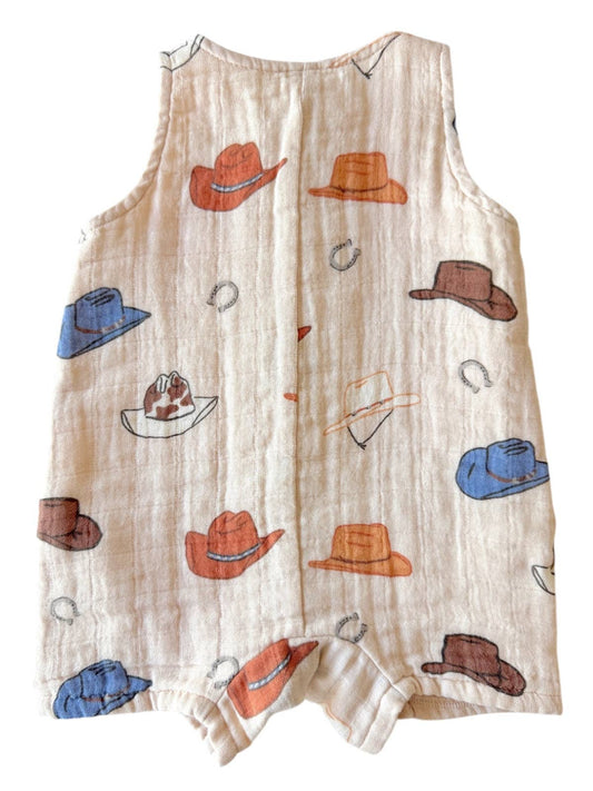 Western / Muslin Shortie Romper: 3Y