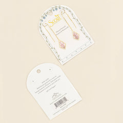 Pressed Flower Thread Earring - Pink Lace Flower/Gold