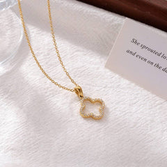 Tarnish Free Clover Necklace: Gold