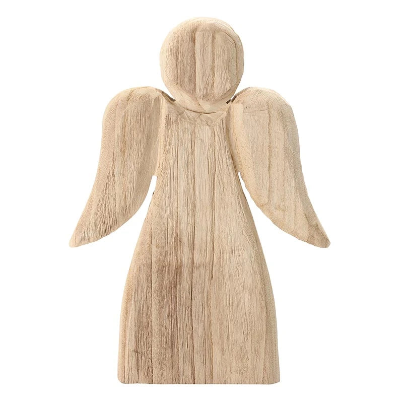 Natural Carved Wood Angel - Large
