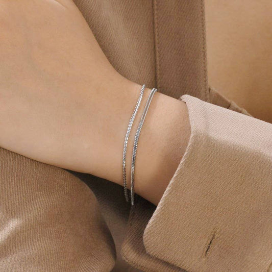 18K Stainless Steel Layered Bracelet | Silver