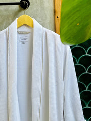Men's Organic Waffle Weave Spa & Bath Robe (2 Colors): Pewter / White / L/XL