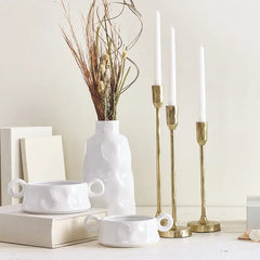 Face To Face Hammered Aluminum Candle Holder - Small - Gold