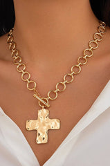 Hammered Cross Necklace | Silver