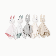 Bunny -Organic Baby Lovey Security Knit Blanket Cuddle Cloth: Blue