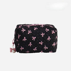 Bow Print Make Up Bag: Pink / Small