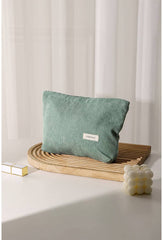 Simple Solid Color Corduroy Cosmetic Bag: Pink