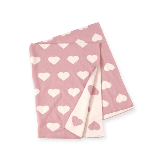 Hearts Reversible Sweater Knit Baby Blanket Organic Cotton: One Size