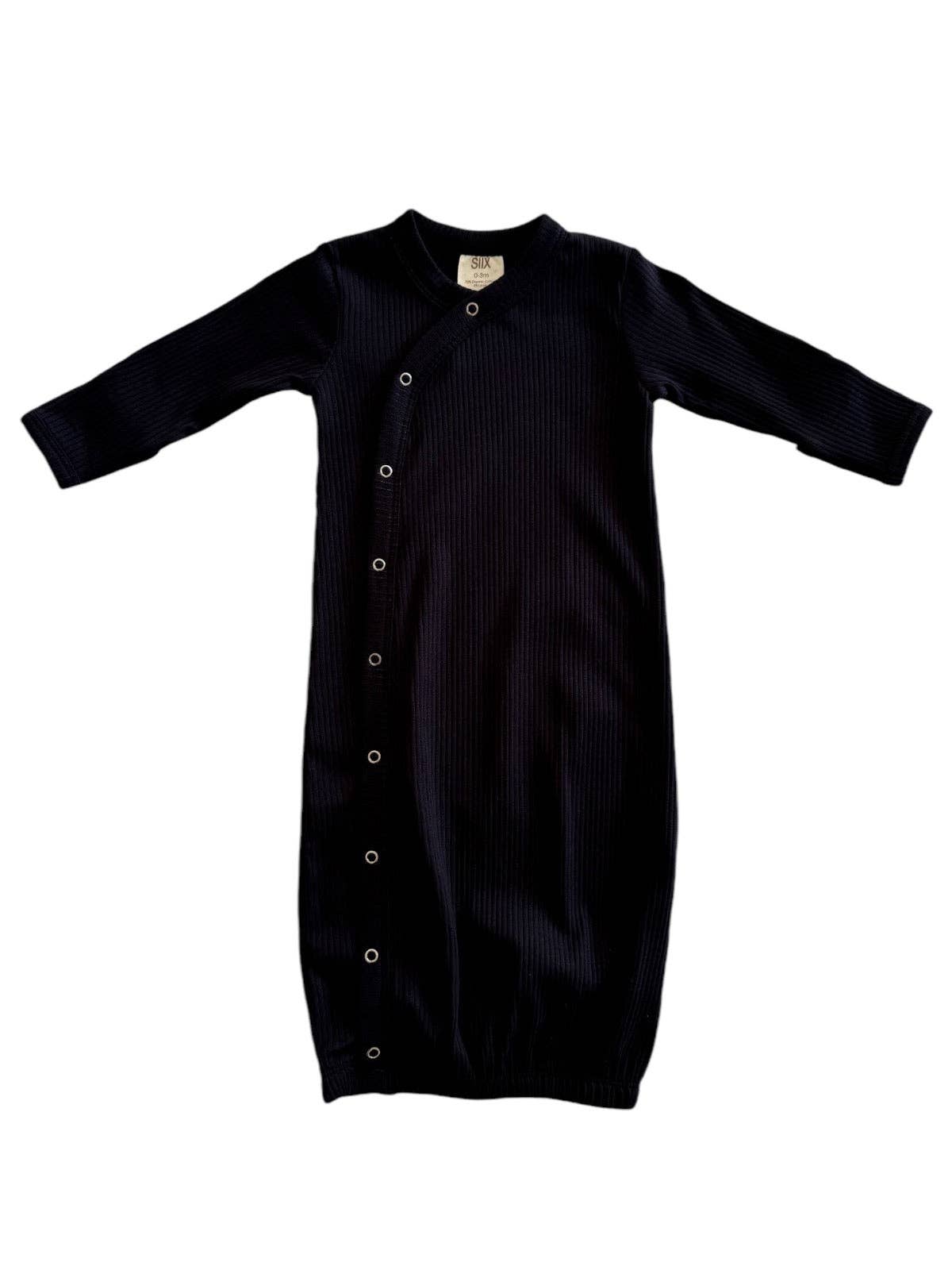 Black / Organic Ribbed Gown: ONE SIZE