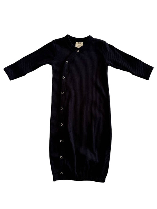 Black / Organic Ribbed Gown: ONE SIZE