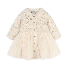 Phoebe Pointelle Knit Sweater Baby Dress (Organic Cotton): Natural / 18-24M
