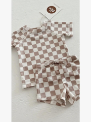 Tiramisu Checkerboard / Cove Rashguard Set / UPF 50+ (Baby): 2Y