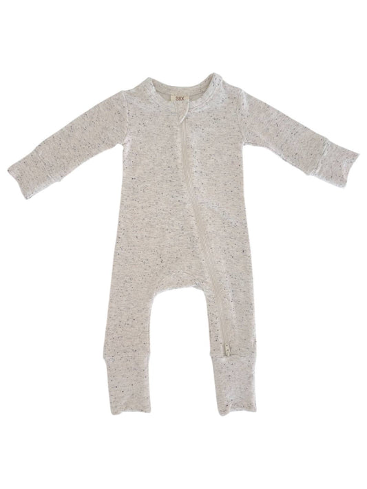 Dove Speckle / 2-Way Zip Romper: 3-6M