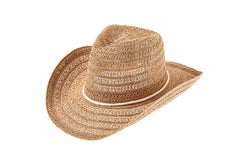 Straw Patterned Cowboy Sun Hat: Beige