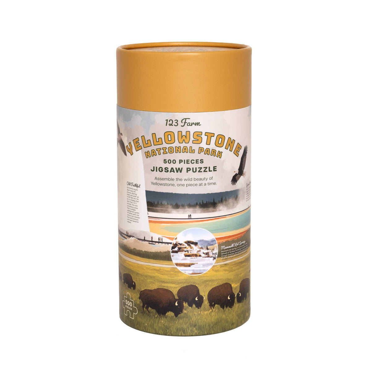 Yellowstone Puzzle – 500 Pc Tube with Vintage Illustrations