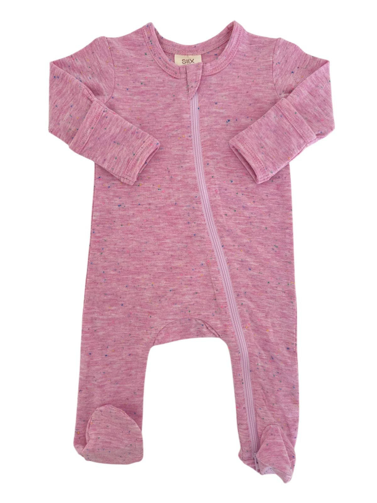 Pink Speckle / 2-Way Zip Footie: 6-9M